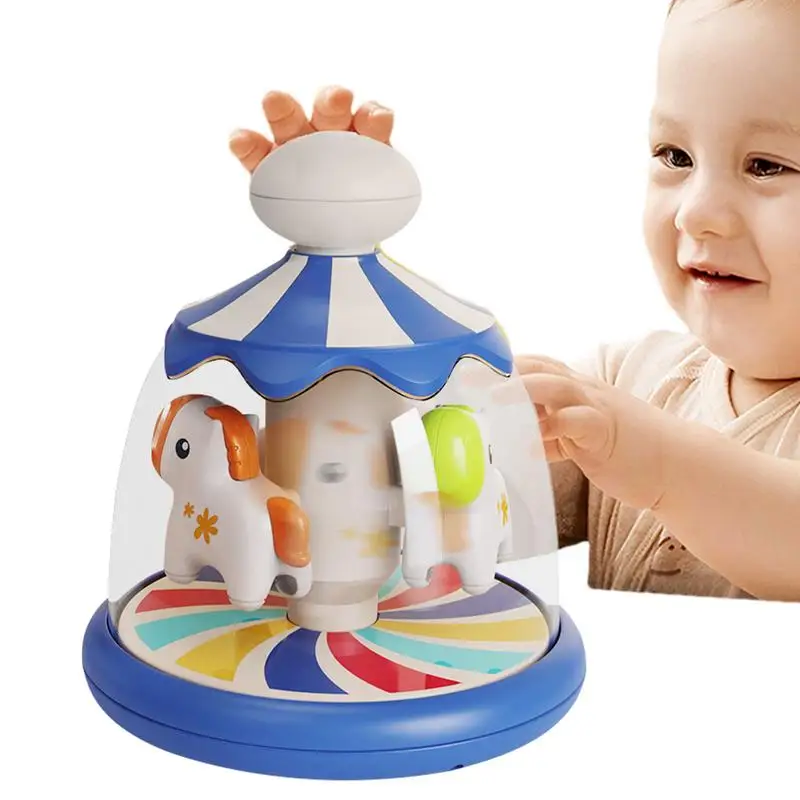 Press And Spin Toy Activity Learn Cause Effect Carousel Colorful Rotatable Cause Effect Interactive Developmental Toy For