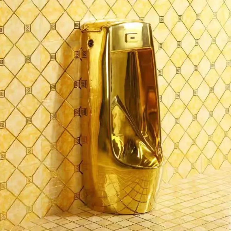 Luxury Gold Ceramic Wall Mounted Urinal European Style Bathroom Fixture Deodorant Sanitary Ware for Men Modern Design High