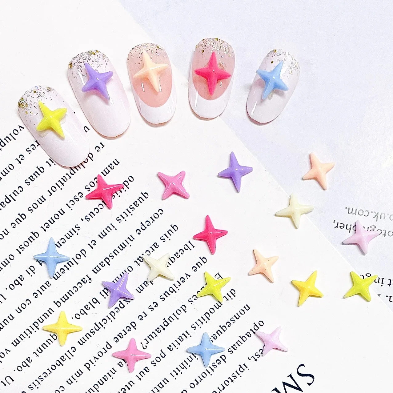 30PCS Glow In The Dark 3D Starlight Nail Art Cahrms Bearded Star Accessories For Manicure Nails Decoration Supplies Material