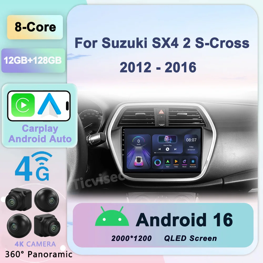

Android 16 For Suzuki S-Cross SX4 2014 2015 2016 2017 Auto Radio GPS Multimedia Player Stereo Carplay DVD Head Unit WIFI 4G DSP