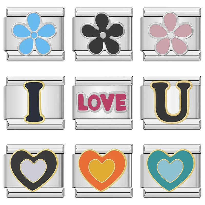AliExpress UK Hapiship 2024 Fashion Lovely I Love You Flower Bike Car Charm Italian Links Fit 9mm Bracelet Making Women DIY Jewelry DJ1142