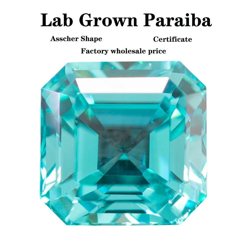 Lab Grown Sapphire Asscher Shape Paraiba Wholesale for jewelry making DIY Ring Necklace Earrings Main Materials Certificate