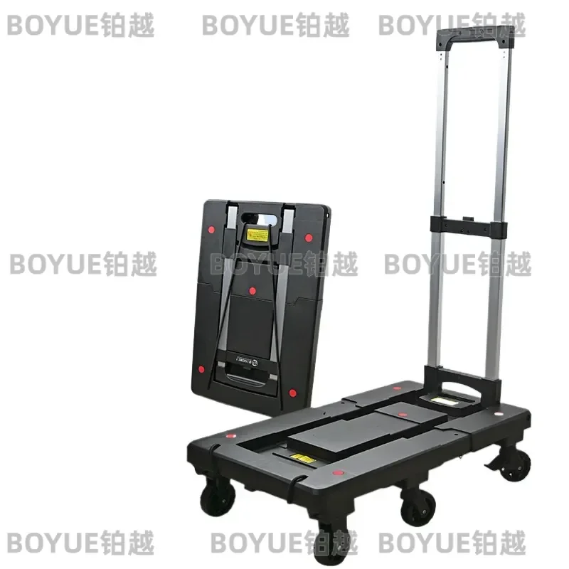 Foldable Portable Hand Trolley Small Utility Cart Pull Wagon for Cargo Luggage Shopping Heavy Duty Wheeled Trailer Dolly