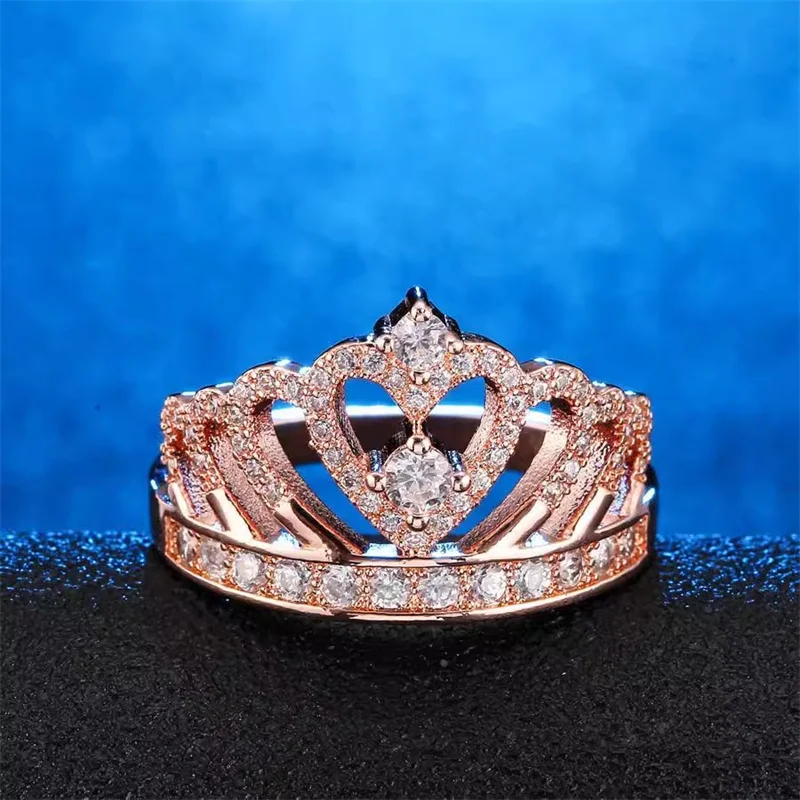 CC Crown Rings For Women Princess Silver Color White Zirconia Shinestone Engagement Wedding Jewelry Fashion Accessories CC1568