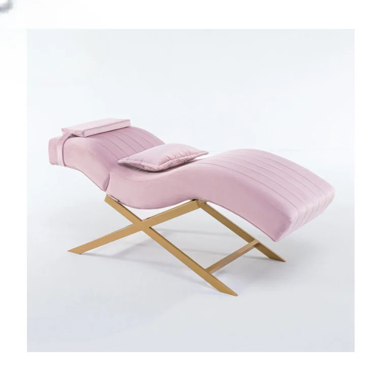 2024 New Arrival Modern Massage Table Spa Brown Velvet Beauty Salon Eyelash Bed Luxury Curved Lash Bed
