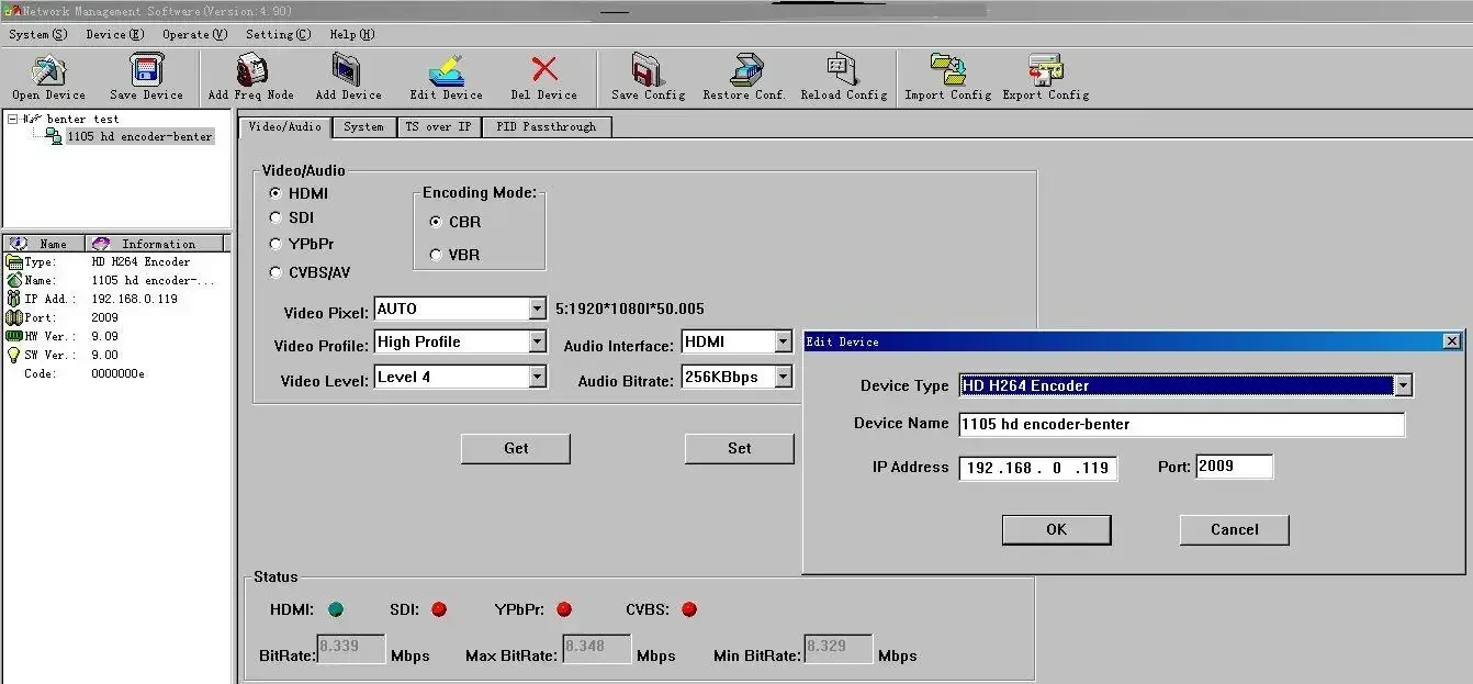 1105 IP HD H.264 Mpeg-4 Sdi Encoder Decoder (point To Point Ip,HD-MI+SDI+YPbPr+CVBS Video/AUDIO In,ASI+IP TS UDP Out)