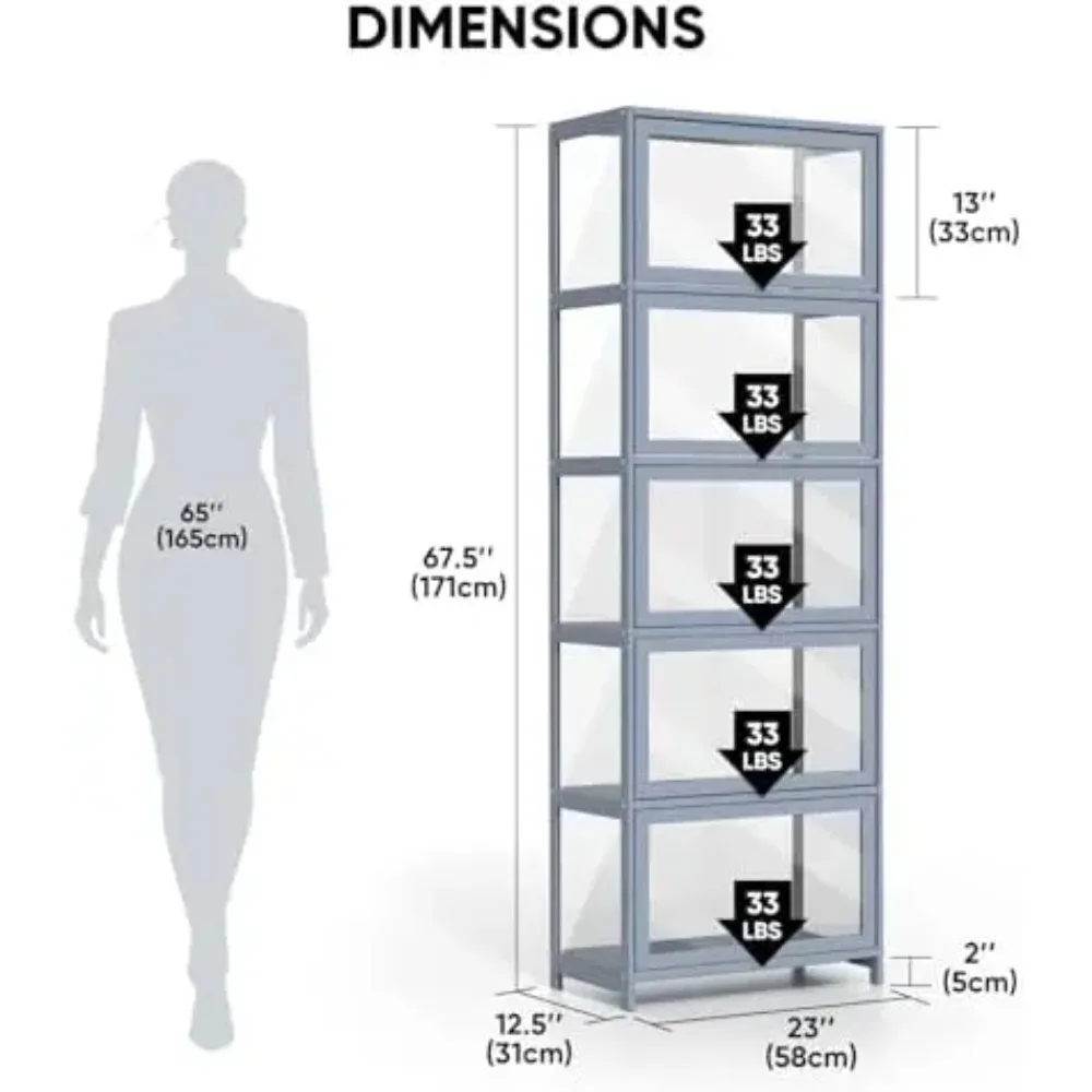 5-Tier Display Cabinet, Clear Curio Cabinet | 68