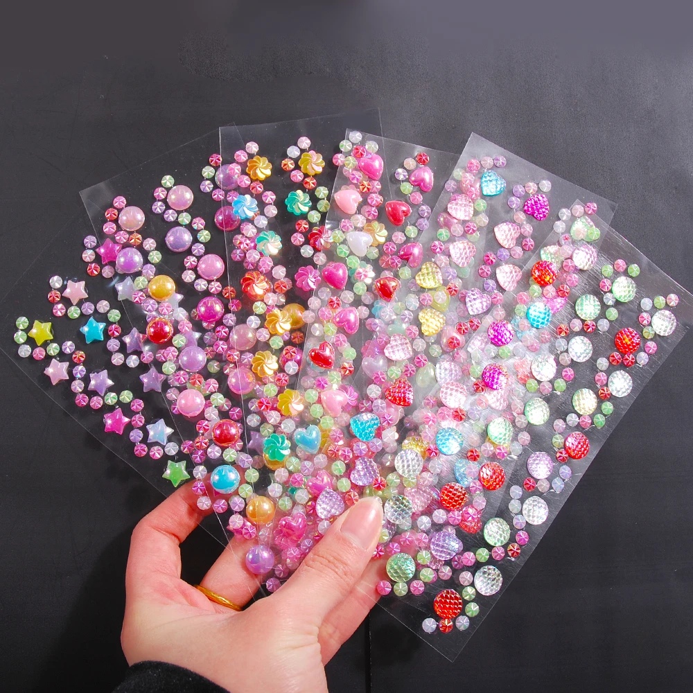 Rhinestone Stickers Multi Shape Mix Acrylic Crystal 3D Self-Adhesive Scrapbooking Stickers 1pcs