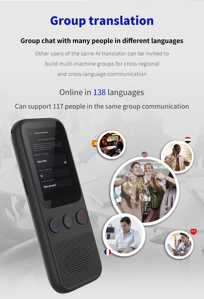 Language Translator Offline Voice Photo Translation WiFi Portable Translator 138 Languages Translator Device for Travel Business