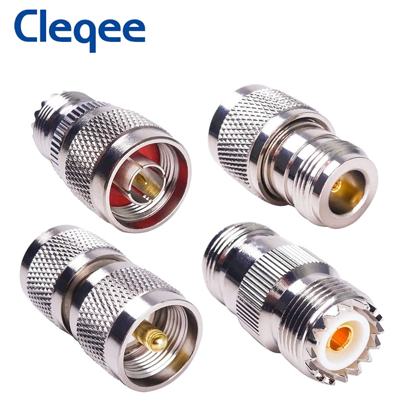 Cleqee 1pcs UHF SO239 PL259 수 암-N 유형 수 암 커넥터 RF 동축 동축 어댑터
