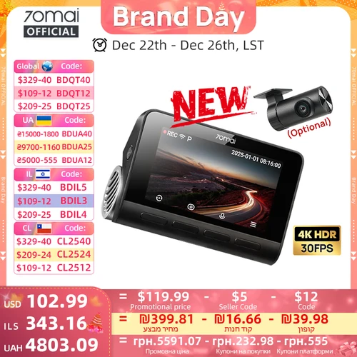 Nueva cámara de salpicadero 70mai A810S 4K HDR GPS ADAS grabación automática detección de movimiento de doble canal 4G LTE soporte coche DVR 70mai A810S 70mai A810