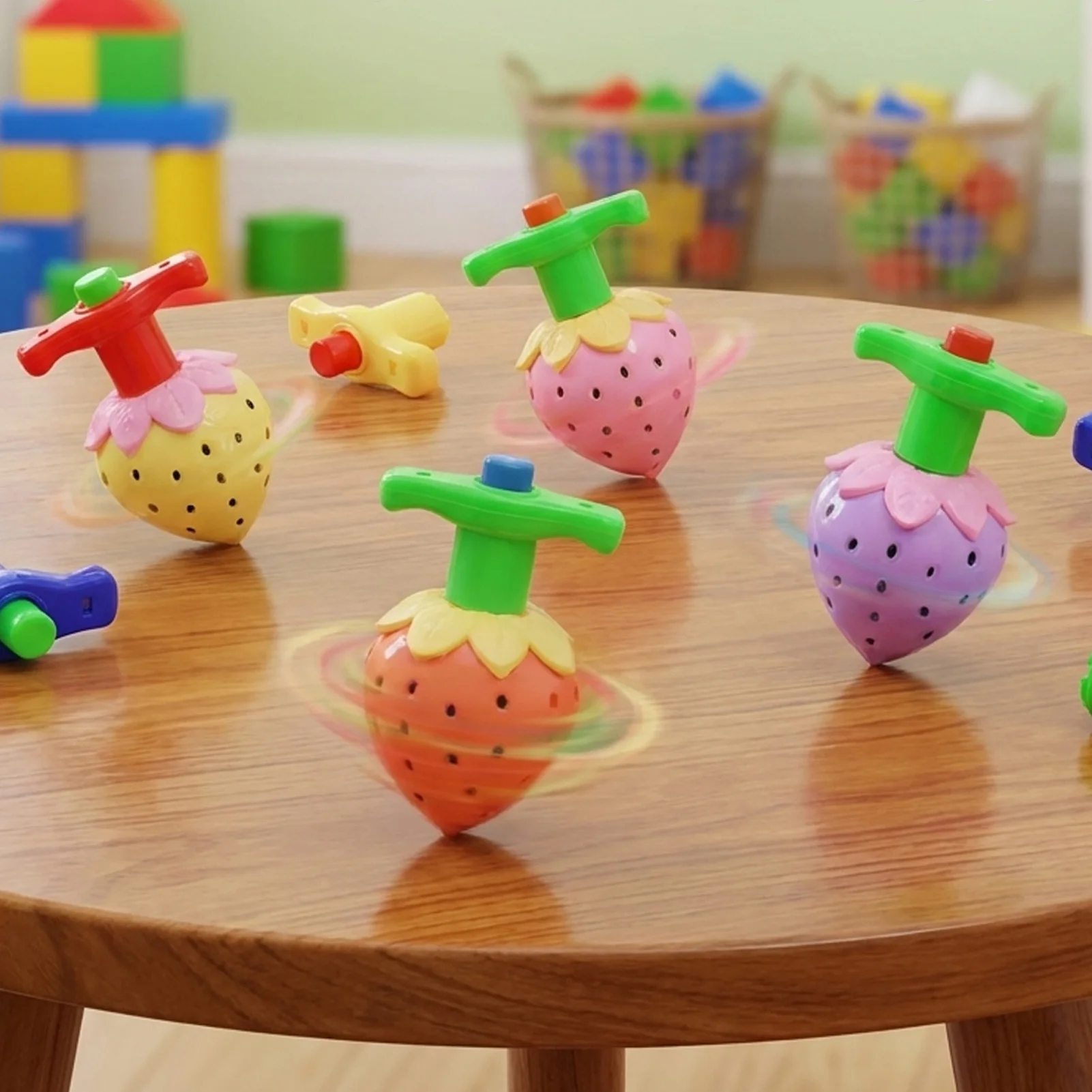 

Unique Strawberry Shaped Spinning Top with LED Light for Kids Birthday Party Gifts