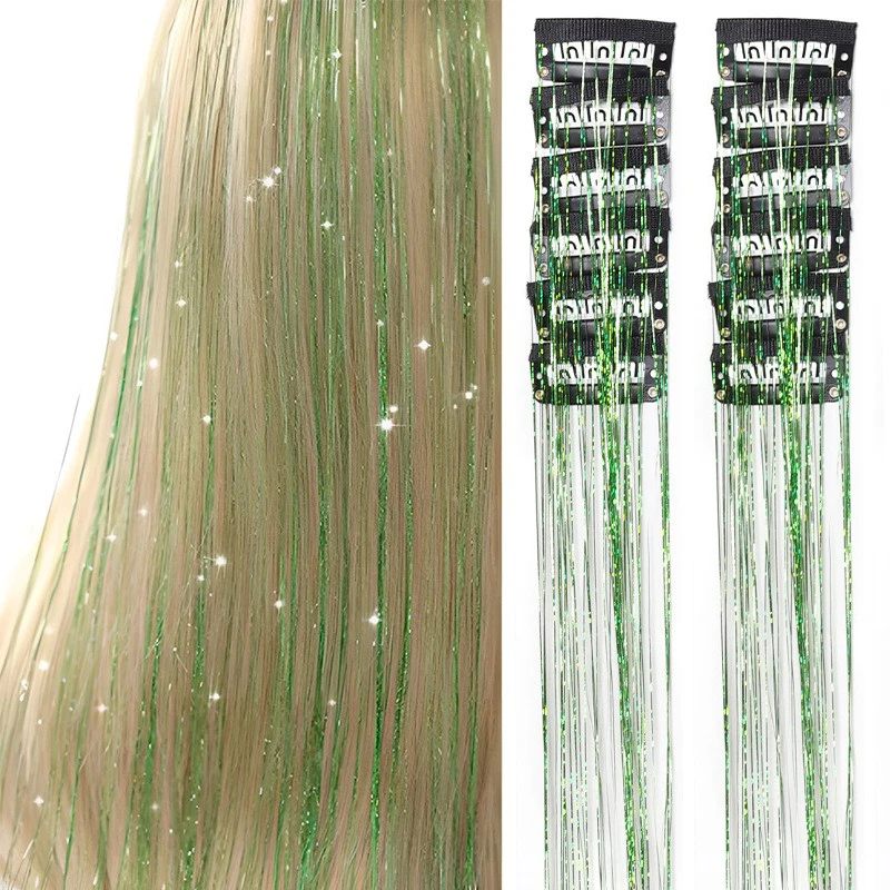 

20 inch shiny green wig BB clip metal wire wig hair accessory, a box of 12 pieces, suitable for various occasions