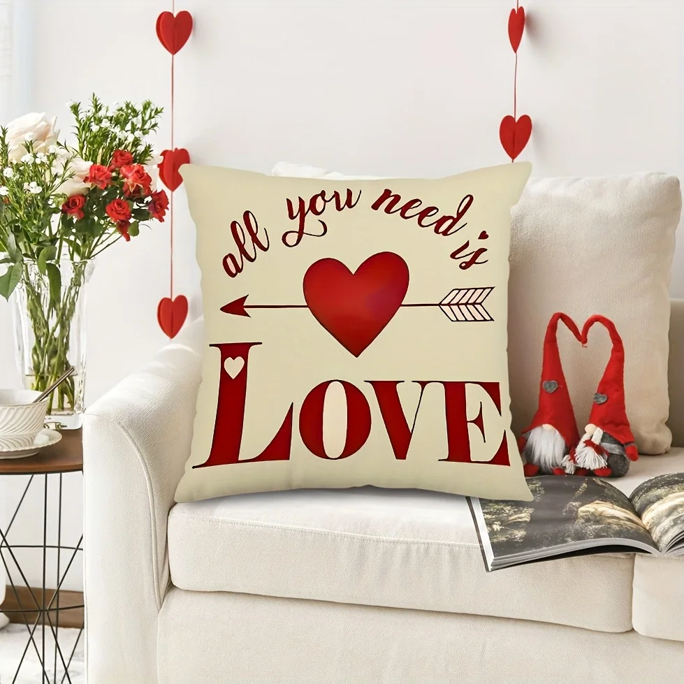 

All You Need is Love Heart Print Подушка для декора — идеально подходит для романтического домашнего декора — мягкая, стильная подушка для любой комнаты