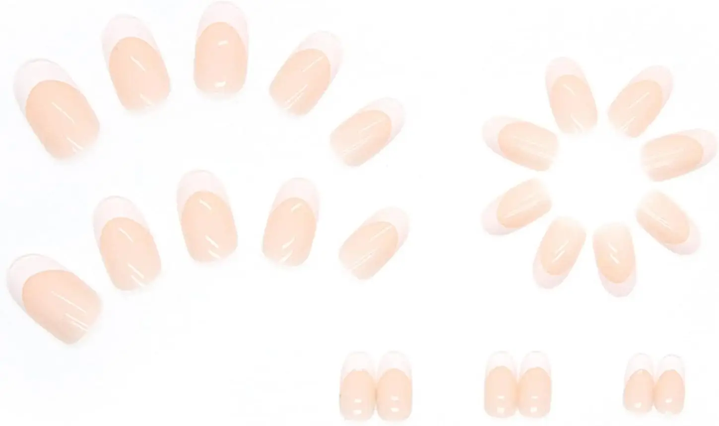 Short  Almond French Tip Nude White Press on Nails Designs Glossy Removable  Set with Glue Stickers  Acrylic Full Cover Stick
