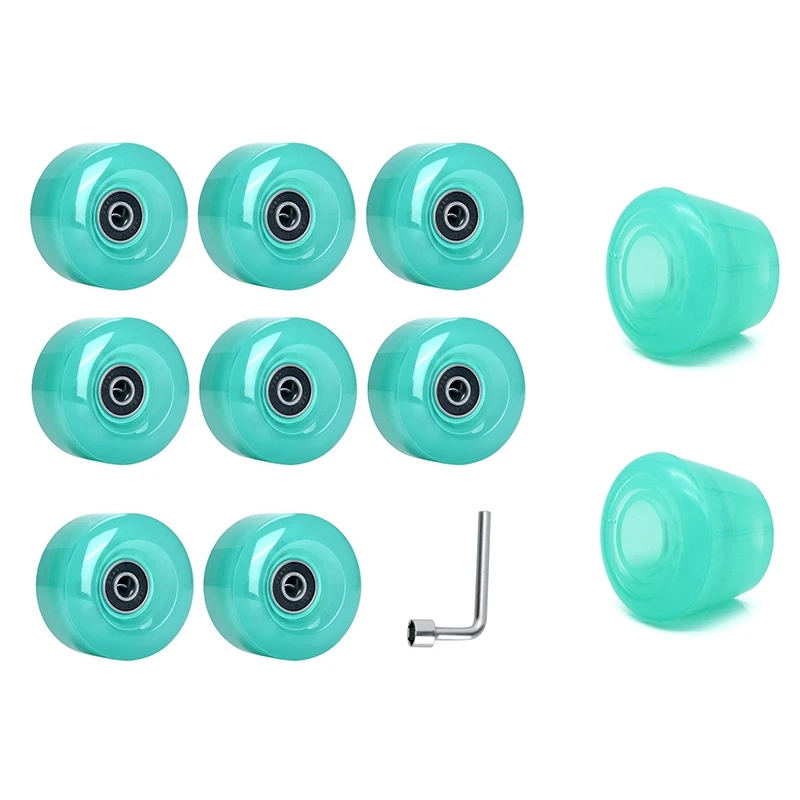 

Roller Skate Wheels with Bearings and Toe Stoppers,for Double Row Skating,Quad Skates and Skateboard,32X58mm 82A,Green