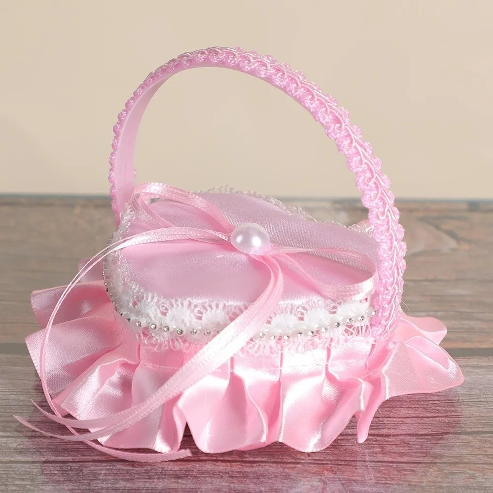 

Western Style Mini Lace Ring Box Satin Heart Shape Ring with Handle Double Ring Ring Storage Box Party Supplies