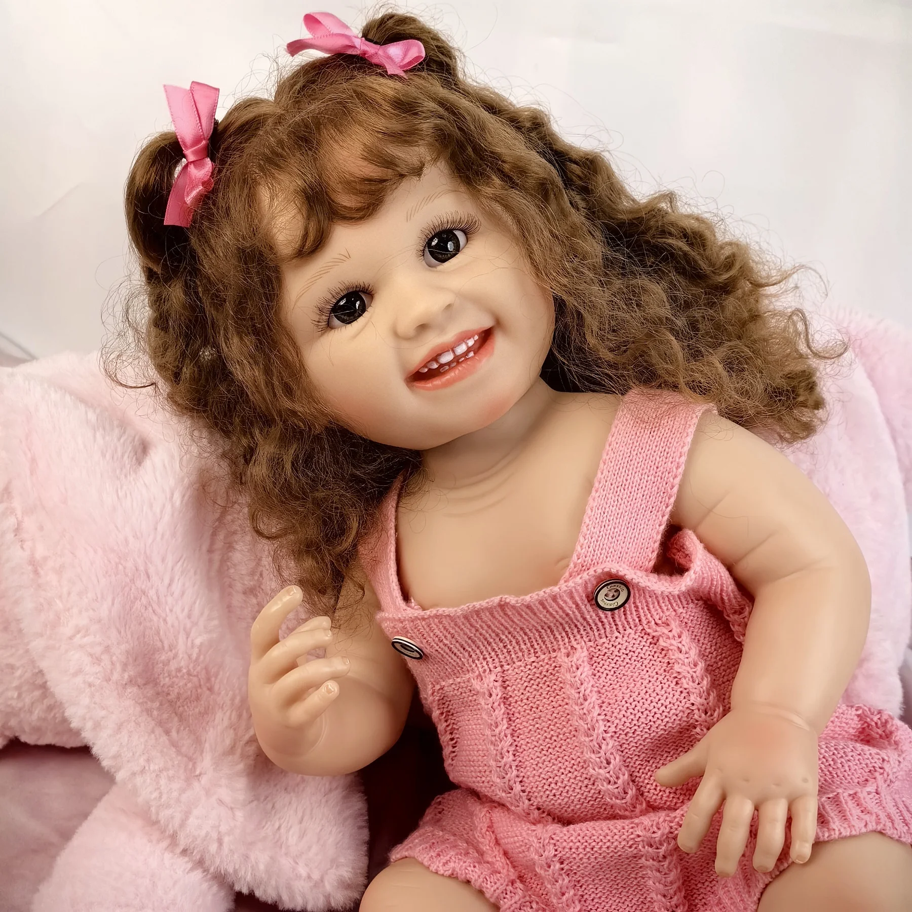 

Rooted Hair baby Full Silicone Reborn Doll Can Bath 55cm Reborn Girl Baby Dolls For Children's Gift