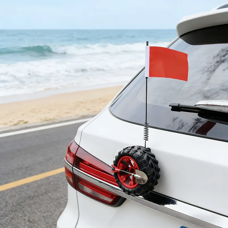 Mini Car Decorations Available in Three Colors, Featuring A Small Shovel for The Trunk and Interchangeable Flags, A MiniOff-Road
