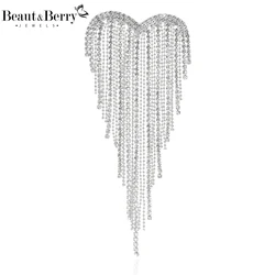 Beaut&Berry Trendy Shiny Tassel Love Brooches for Women Heart Pin Party Casual Lapel Pins Accessory Gift Multi-color Available