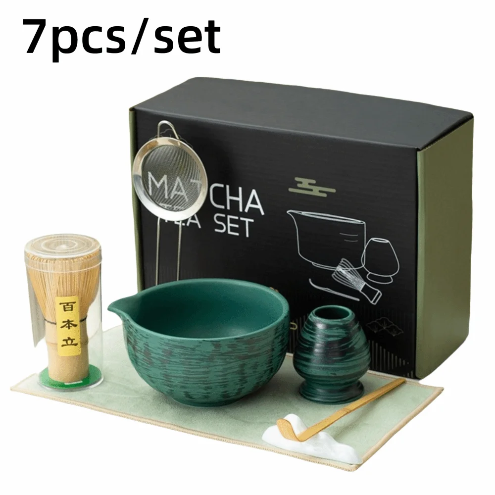 

2/7pcs Set Japanese Matcha Tea Set Matcha Spoon Tea Sticks Matcha Whisk Set Bamboo Ceramic Match Bowl Matcha Brush