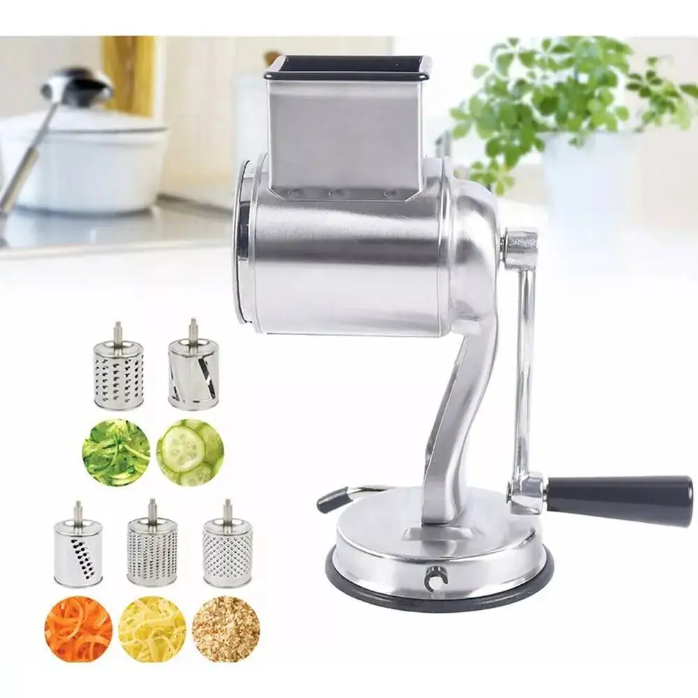 

Rotary Grater Shredder Stainless Steel Kitchen Manual Cheese Grate With 5 Blades