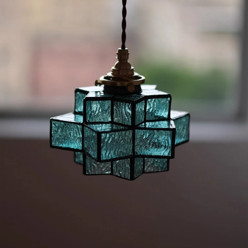 شخصية الرجعية اليدوية قلادة ضوء LED مدخل الممر غرفة نوم السرير مقهى منصة مشروبات جو زجاجي مصباح معلق صغير #3