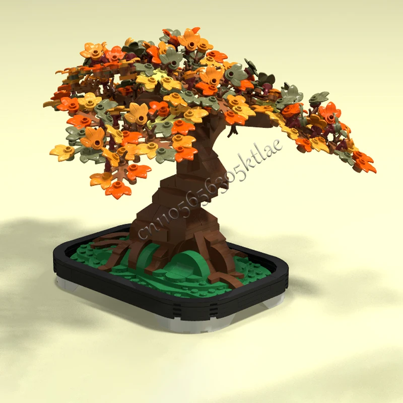 622 PCS Bonsai Leafy Rooted Bonsai In Autumn MOC Customize Modular Building Block Kids Creative Design DIY Festival Toy Gift