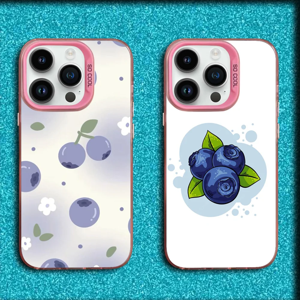 

Fruit Blueberries Phone Case For iPhone 16,15,14,13,12,11,Mini,Pro,SE,MAX Pink Matte Silicone Cover