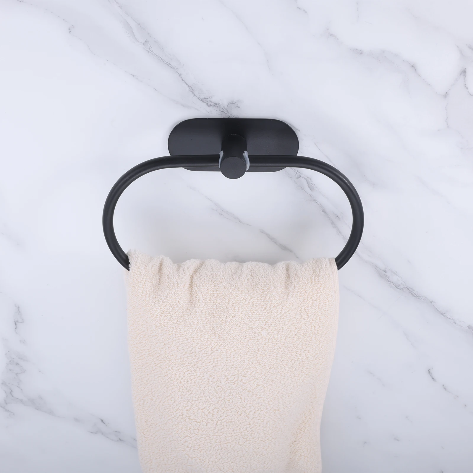 

1pc Bathroom Towel Ring Holder Stainless Steel Wall Mounted Self-Adhesive Drill-free Toilet Bedroom Clothes Hanging Rack