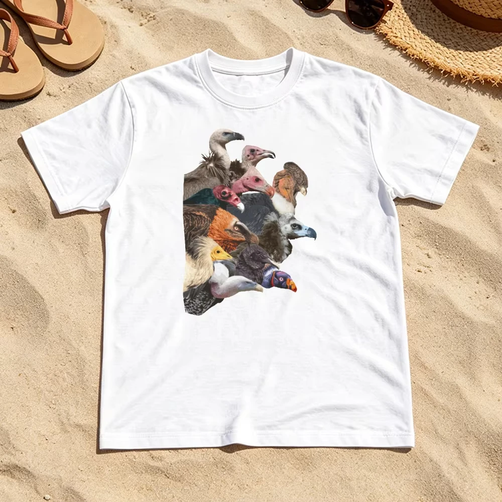 Vulture Birds T-Shirt Wildlife Graphic Scavenger Species Illustration Nature Ecology Art Raptor Collection Gift Idea Unisex Tee