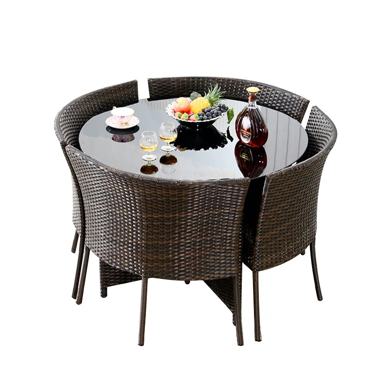 #¥Outdoor leisure rattan table and chair combination creative balconycourtyardoutdoor garden open-air waterproof sunscreen ratta