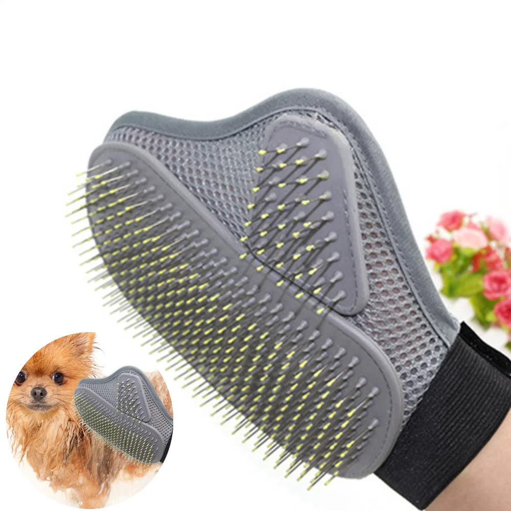 Pet Grooming Glove Hair Removal Brush Cat Dog Fur Hair Deshedding Gentle Efficient Dog Combs Pet Bathing Massage Products