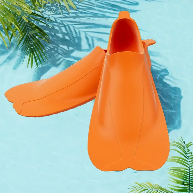 

2026 New Orange Durable Anti-Slip Design Fins Diving Training Equipment Snorkeling Silicone Short-Foot Swim Training Shoes