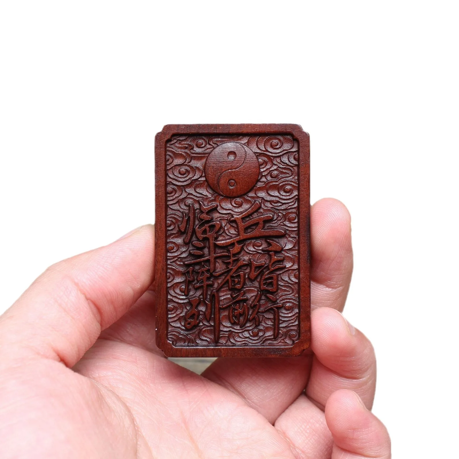 Thunderbolt Jujube Wood Nine Character True Tale Pendant Relief 46 Card Dao Family Crafts Vehicle Hanging Handle Playing Handle