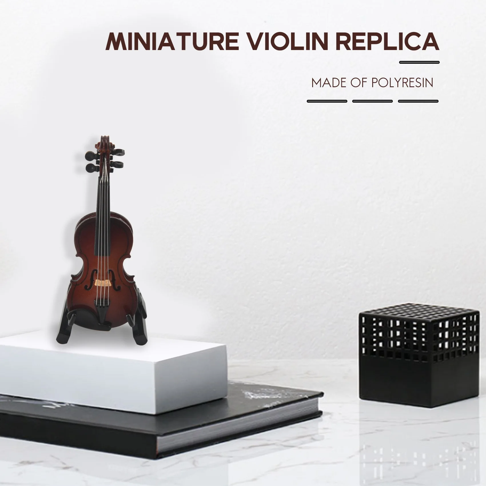 Réplica miniatura do violino com estojo, instrumento musical, presentes, 8x3cm