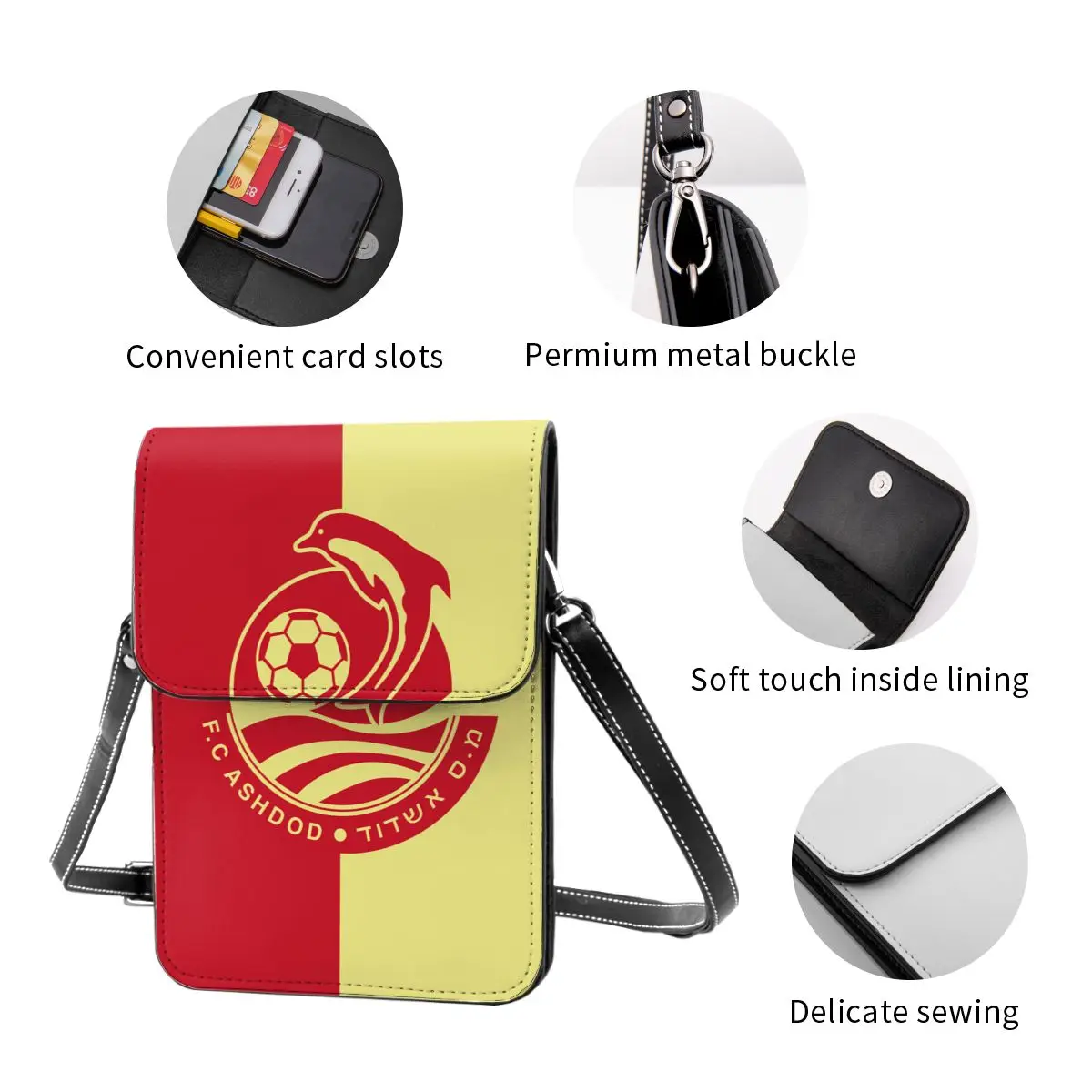 F.C Ashdod Crossbody Wallet Cell Phone Bag Shoulder Bag Cell Phone Purse Adjustable Strap