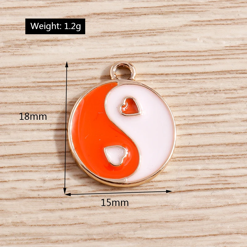 10 Stück niedliche, gemischte Emaille-Anhänger in Form von Tai-Chi-Motiven, Herzen und Sternen zum Basteln von Ohrringen, Halsketten und Armbändern, für DIY-Bastelarbeiten und als Schmuckzubehör. – Detail 14