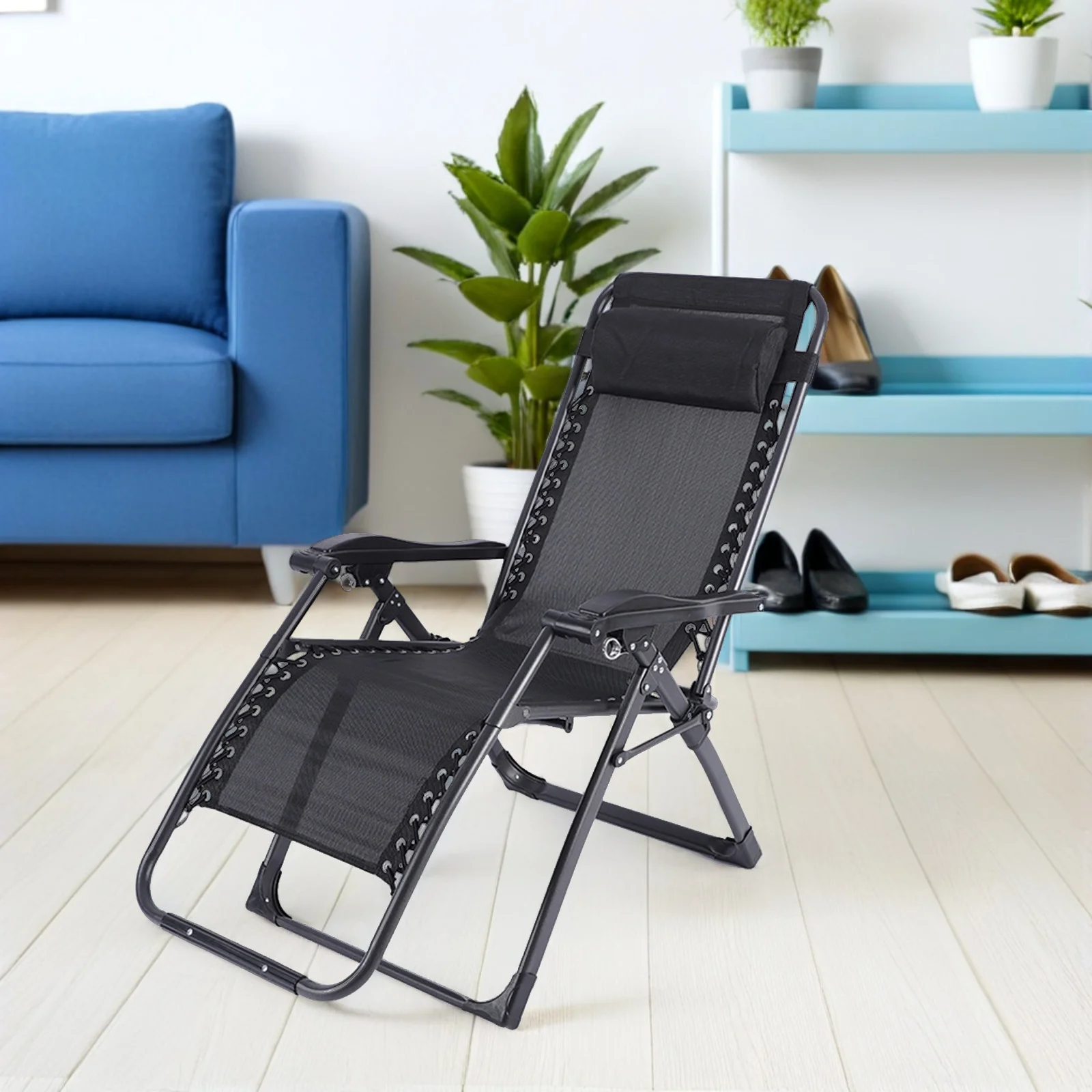 2 szt. Wygodny zagłówek do leżaka Ergonomiczny kształt dla ulgi od bólu szyi Składana poduszka do leżaka Czarny Akcesoria rekreacyjne