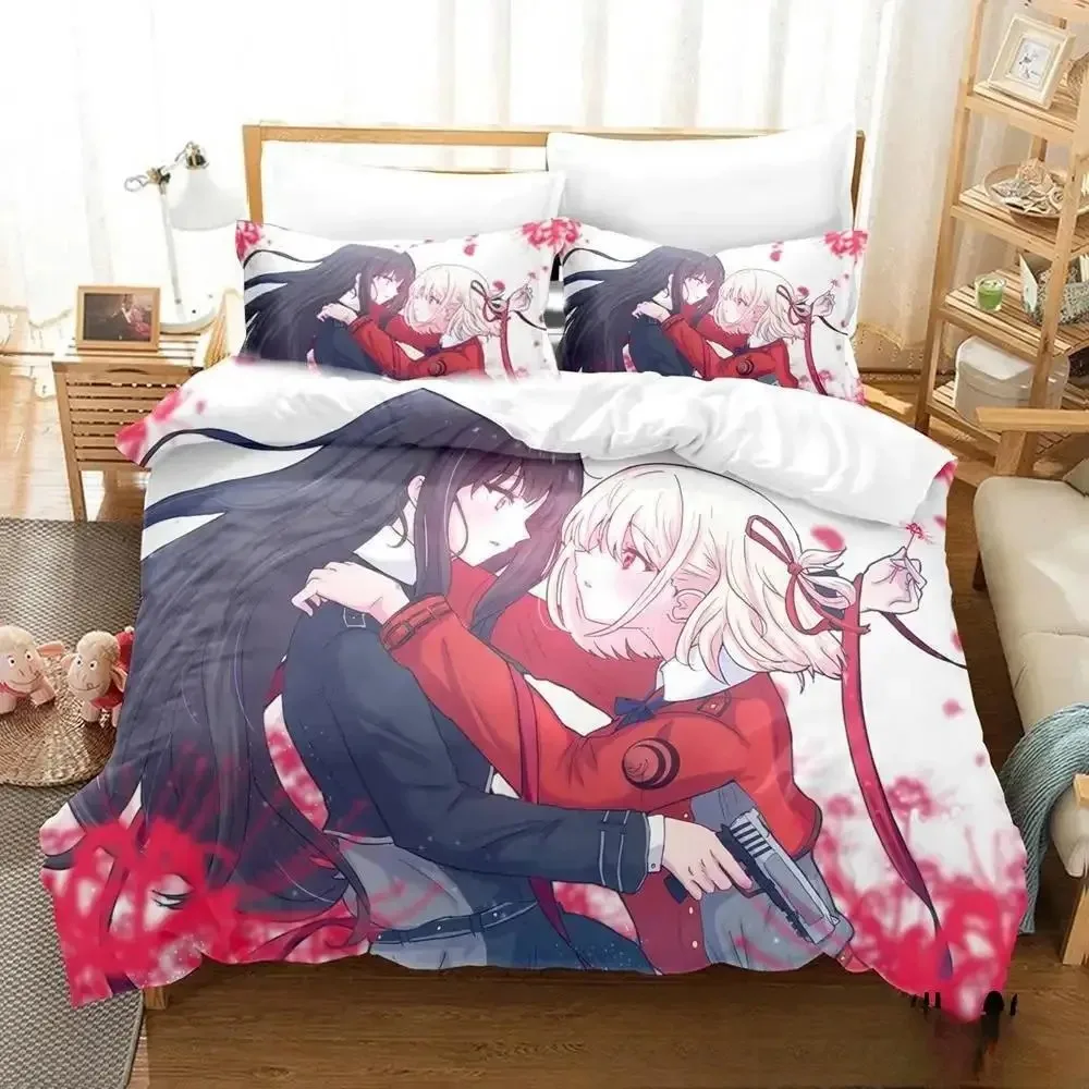 

New Anime Lycoris Recoil Bedding Set Duvet Cover Bed Set Quilt Cover Pillowcase Comforter king Queen Size Boys Adult Bedding Set