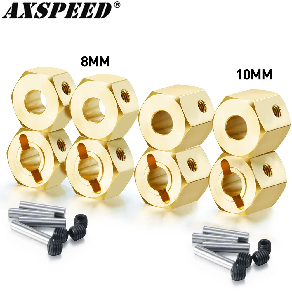 AXSPEED 4PCS 12mm adattatore mozzo esagonale ruota 8/10mm dadi estesi contrappeso in ottone per 1/10 RC Crawler Redcat GEN8 parti di aggiornamento