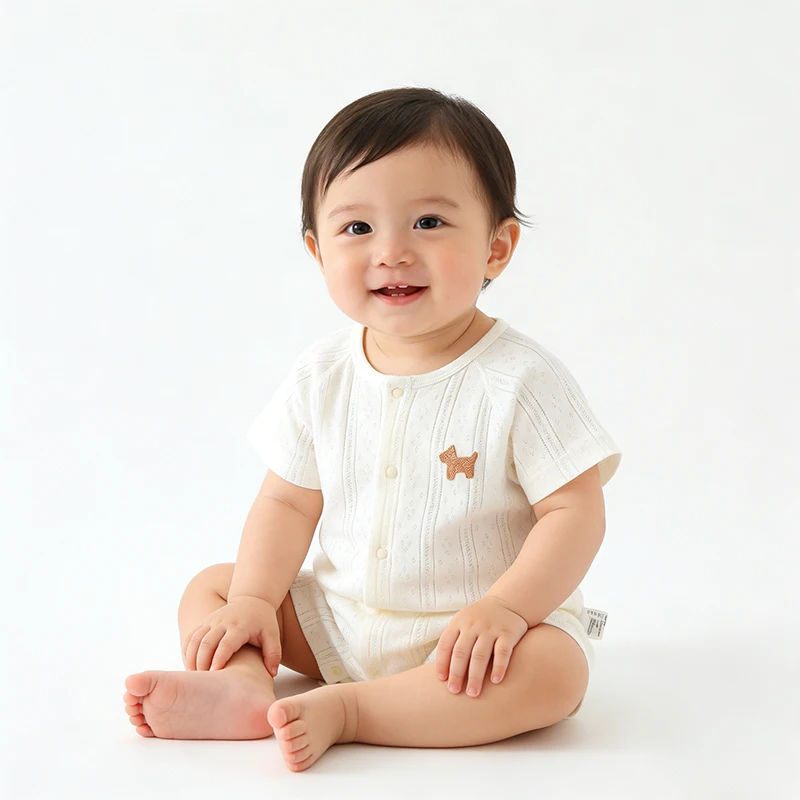 Baby Summer Thin Air-Conditioned Clothing Long-Sleeved Jumpsuit Newborn Clothes Pure Cotton Romper Pajamas Baby Summer Clothing