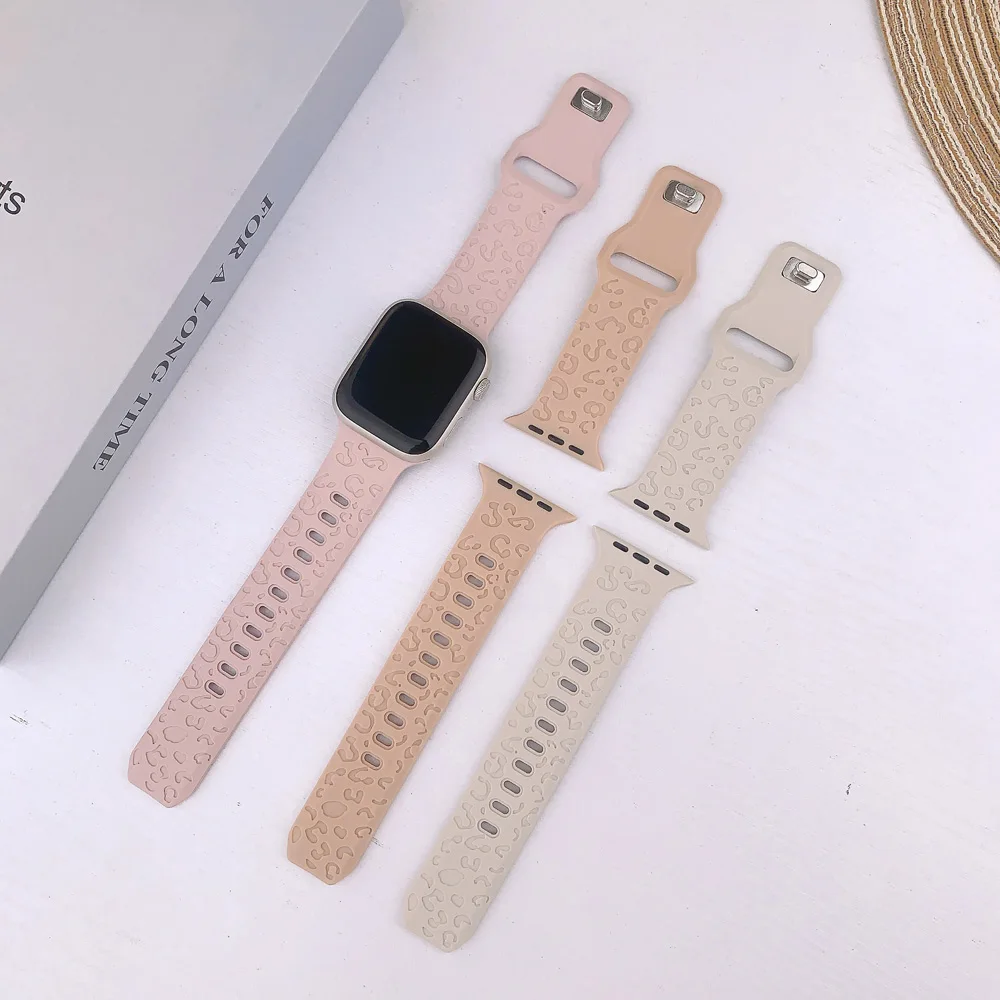 Engraved Silicone Strap for Apple Watch Band Ultra 2 49mm 45mm 44mm 42mm 41mm 38 40mm Bracelet for Iwatch Series 9 8 7 6 SE 5 4