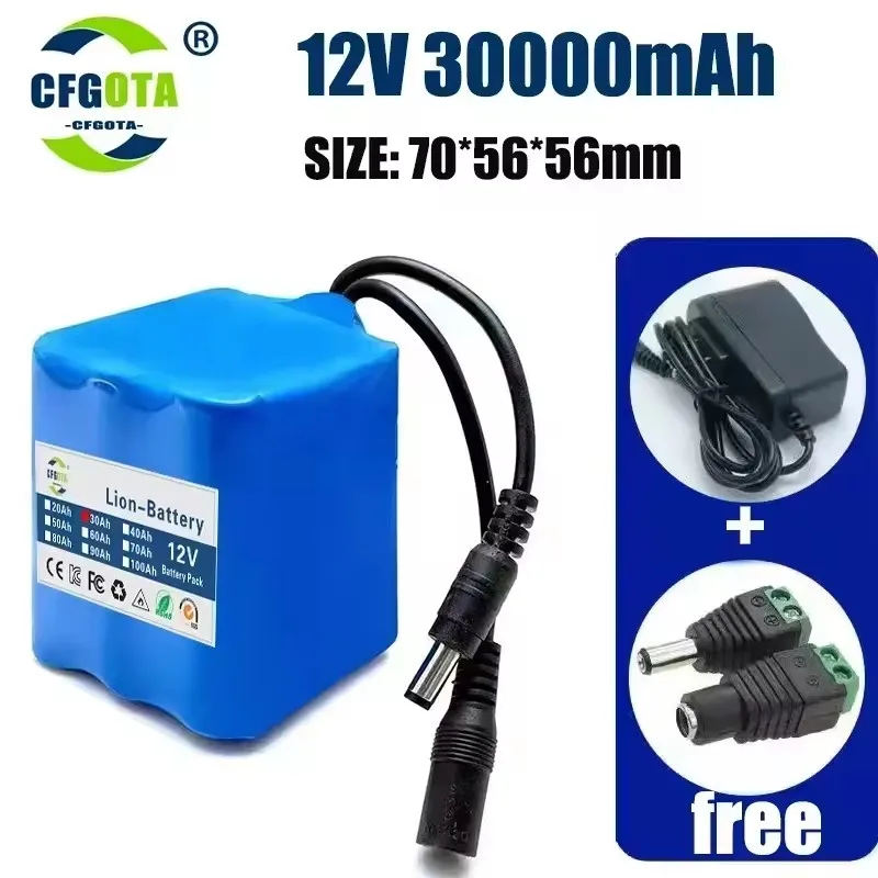 Batterie au Lithium 12V 30Ah 18650 batterie Rechargeable 3S3P avec chargeur BMS 12.6v pour vĂ©lo de pĂȘche batterie de grande capacitĂ©