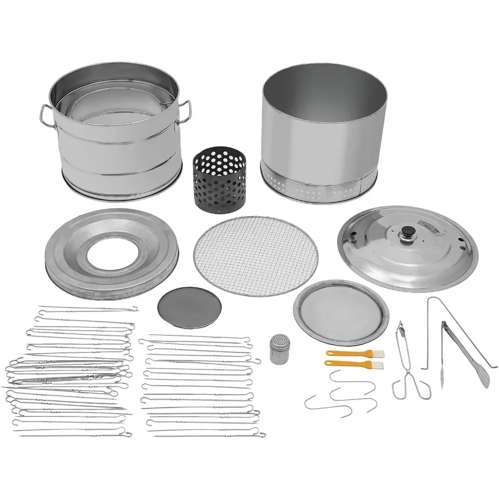 

Stainless Steel Charcoal Grill Large Portable BBQ Grill Barrel with Skewers, Oil Separation Design, Smokeless Charcoal Grill