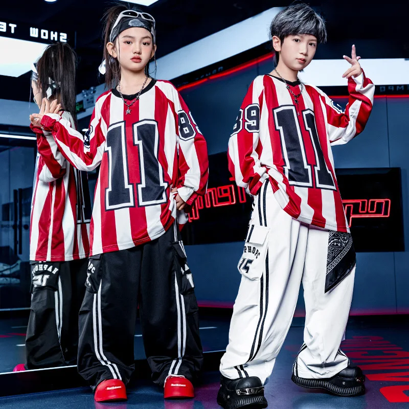 

Kids Streetwear Hip Hop Sport T-shirt Pants Tracksuits Children Boys Girls Tshirt Trouser Sets Dance Costume Performance Clothes