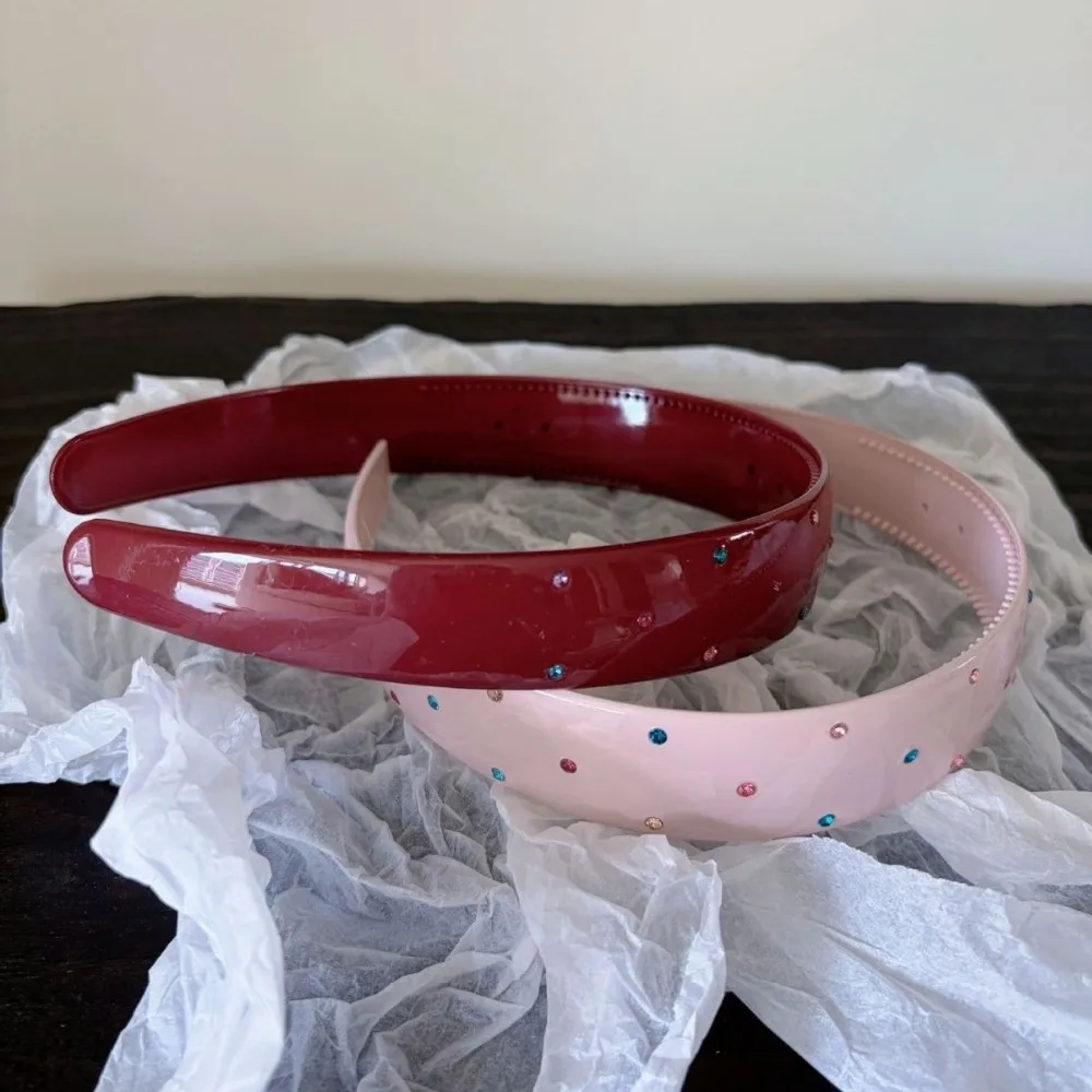 Colorful Acrylic Rhinestone Headbands Non-slip Leopard Print Wide Hair Hoops Vintage Glossy Resin Hair Accessories Makeup Wear