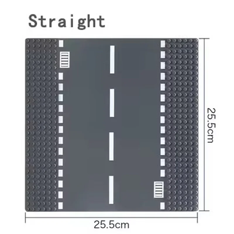 City Road Street Baseplate Straight Crossroad Curve T-Junction Building Blocks Base Plate 32*32 Compatible All Brands City