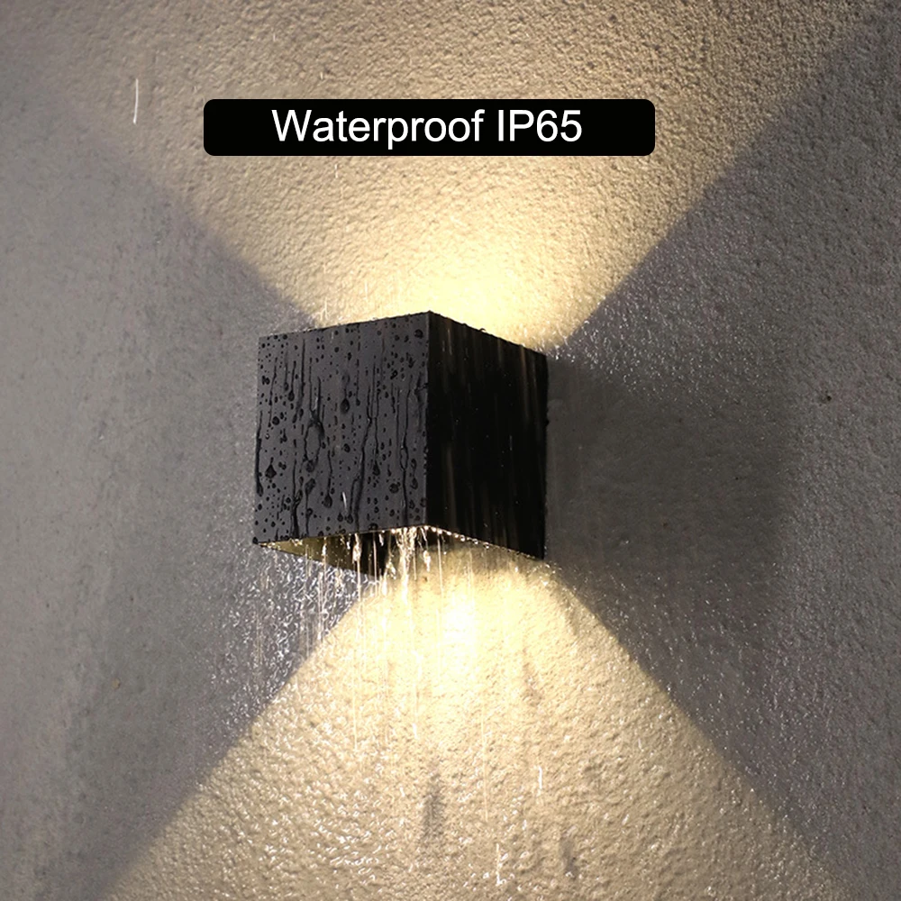 Outdoor Waterdichte Wandlamp Moderne Vierkante Aluminium Zwart Wit Muur Verlichting Veranda Binnenplaats Lamp Buitenmuur Armatuur