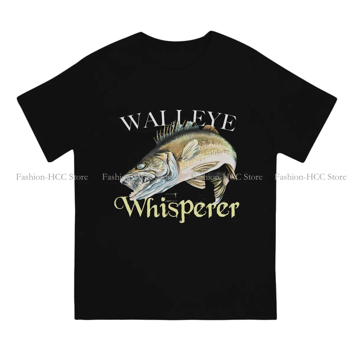 Fish Go Fishing Fisherman Polyester TShirt for Men Walleye Whisperer Soft Leisure Sweatshirts T Shirt Novelty Trendy